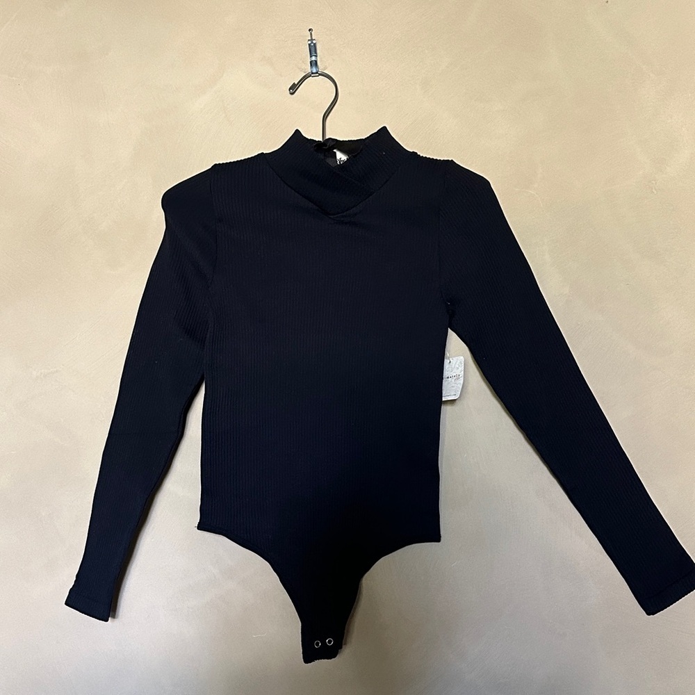 Free People Intimately XYZ Recycled Black Ribbed Turtleneck Bodysuit NWT - Picture 3 of 5